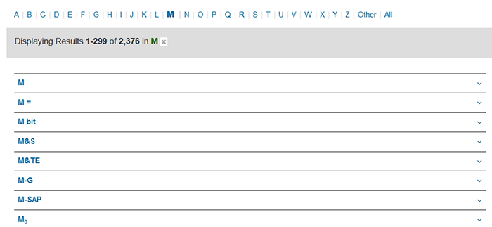 Standards Dictionary Listing